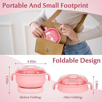 Portable Foldable 400ML Silicone Wax Warmer – Travel-Friendly Hair Removal Heater for Body & Spa Use - CC - Zelriya