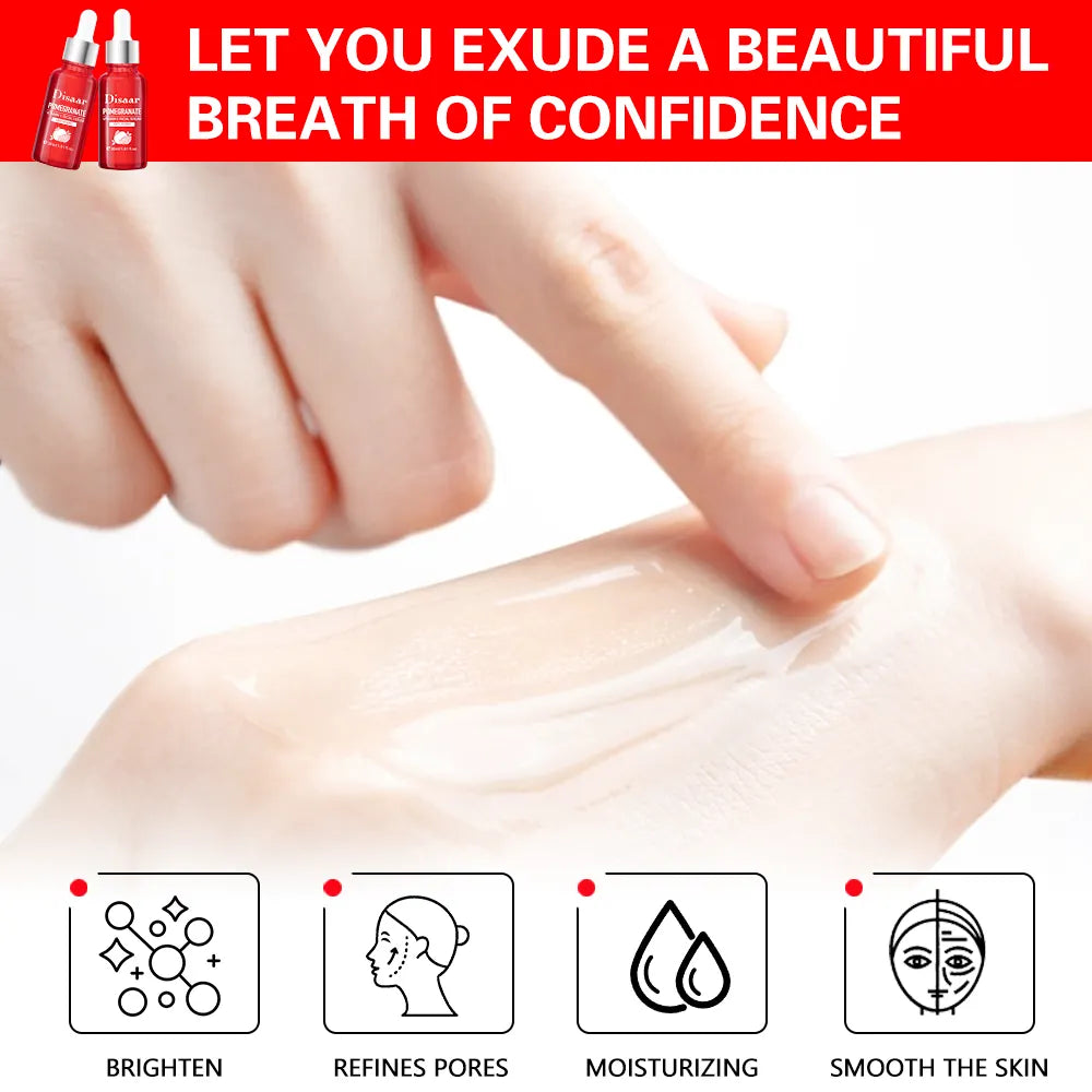 Disaar Facial Serum Women Pomegranate Vitamin E Glycerin Moisturizing Anti-Wrinkle Pore Refining Skin Care Face Serum Anti-Aging