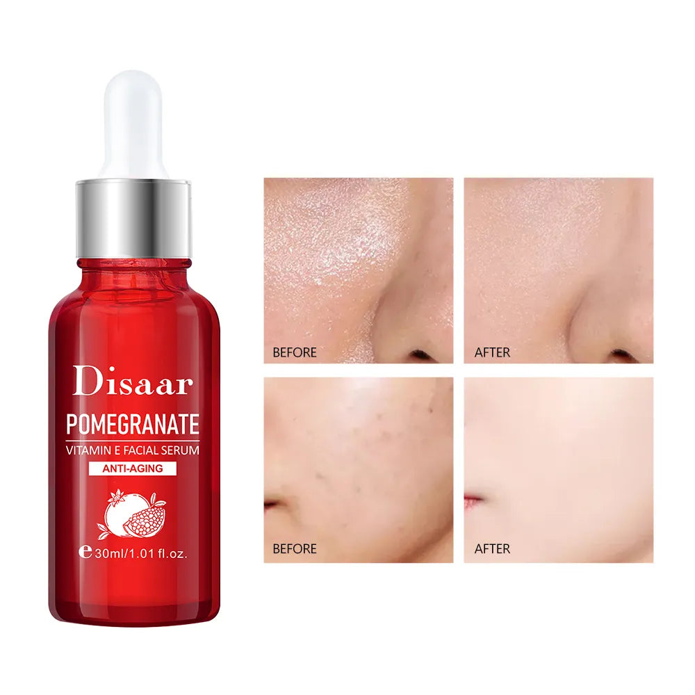Disaar Facial Serum Women Pomegranate Vitamin E Glycerin Moisturizing Anti-Wrinkle Pore Refining Skin Care Face Serum Anti-Aging