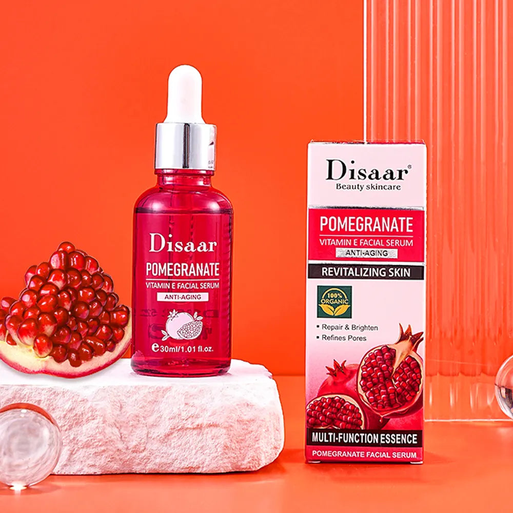 Disaar Facial Serum Women Pomegranate Vitamin E Glycerin Moisturizing Anti-Wrinkle Pore Refining Skin Care Face Serum Anti-Aging