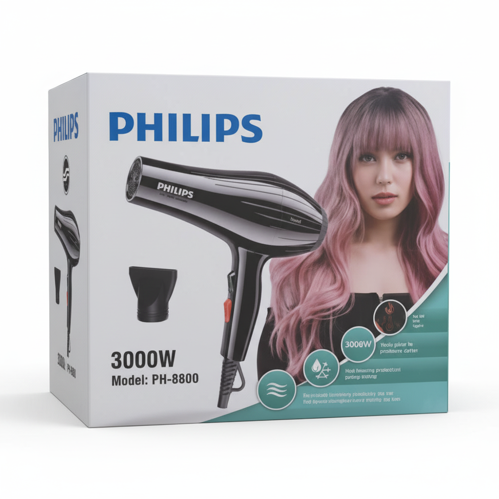 Philips Hair Dryer – High-Power Styling for Salon-Quality Results PH8800 Professional 3000W - Zelriya