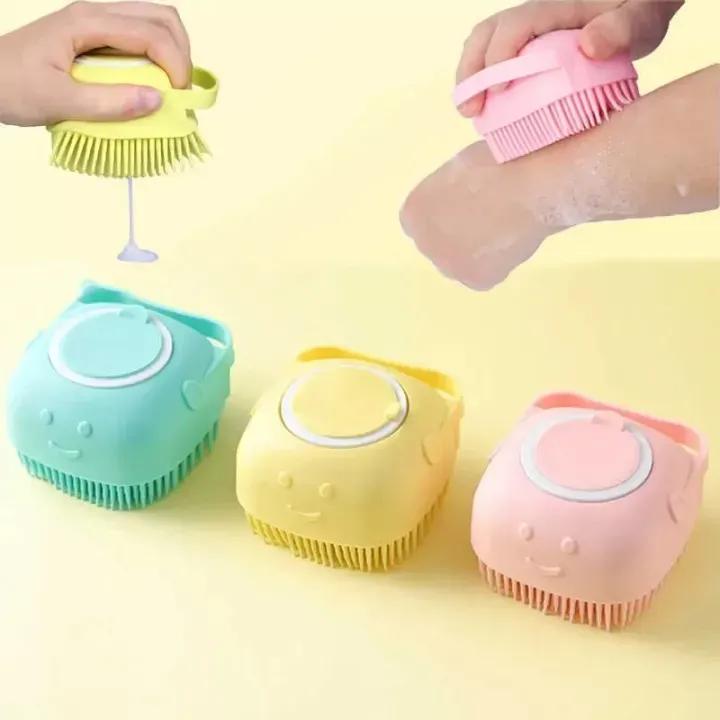 Baby Silicone Brush & Soap Dispenser Scrubber – Gentle, Hygienic & Easy-to-Use Bath Cleaner - Zelriya